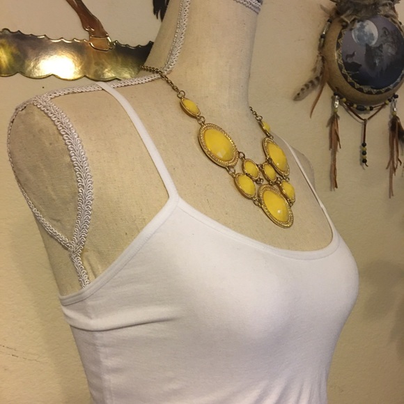 Large faceted yellow cabochon statement necklace - Picture 2 of 7